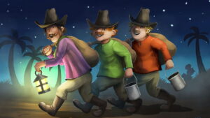 Three Robbers and a Lion